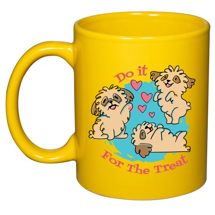 Do It For The Treat Cute Dogs 11oz C Handle Ceramic Mug