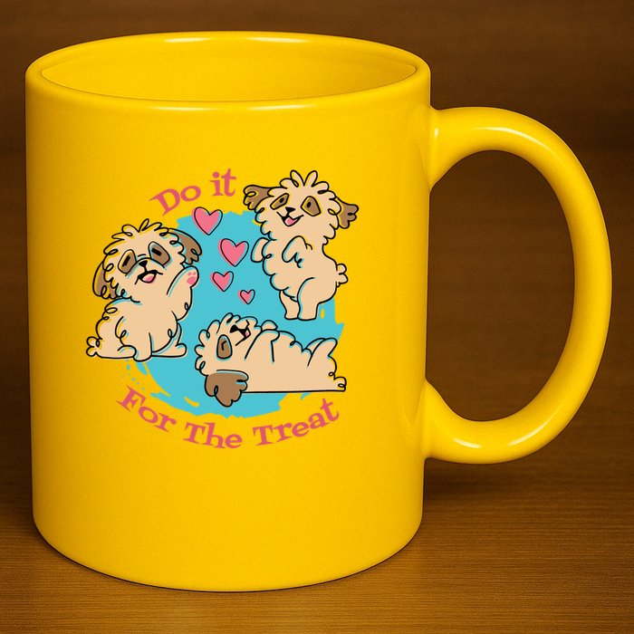 Do It For The Treat Cute Dogs 11oz C Handle Ceramic Mug