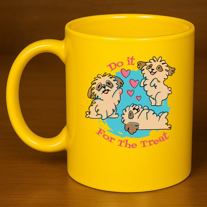 Do It For The Treat Cute Dogs 11oz C Handle Ceramic Mug