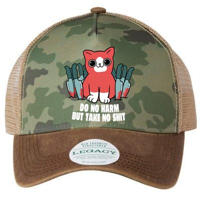 Do Know Harm Take No Sh*t Funny Cat Knifes Legacy Tie Dye Trucker Hat