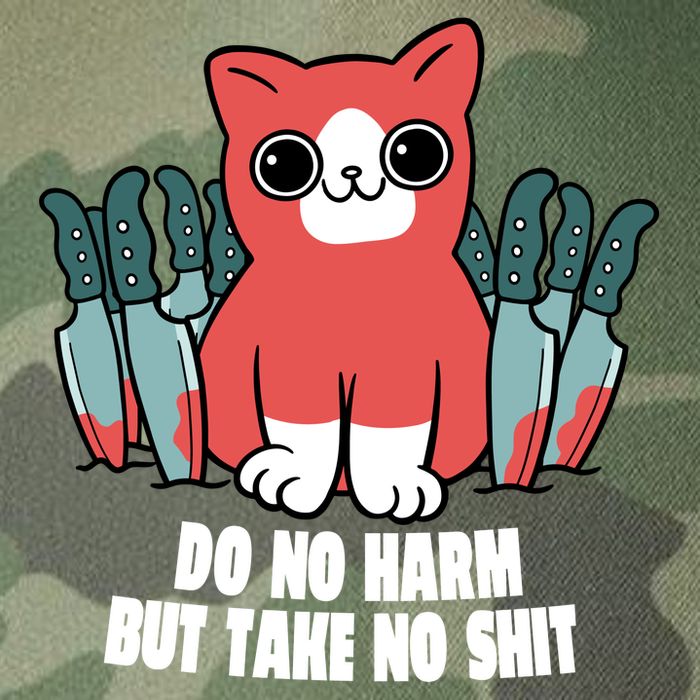 Do Know Harm Take No Sh*t Funny Cat Knifes Legacy Tie Dye Trucker Hat