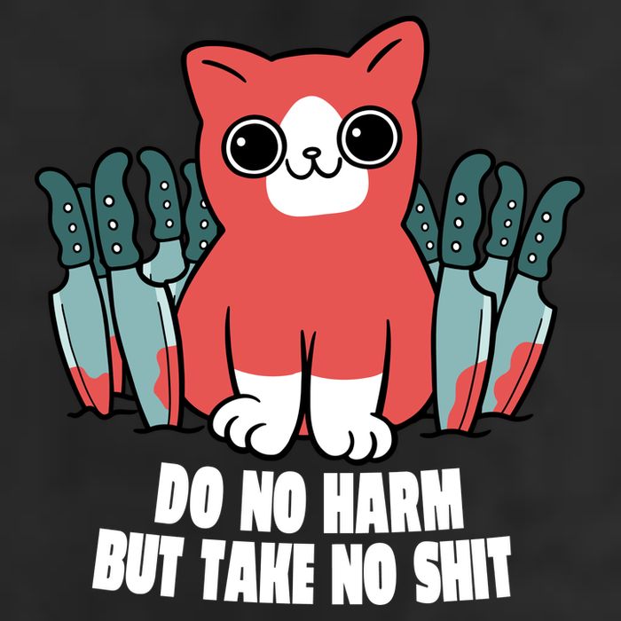 Do Know Harm Take No Sh*t Funny Cat Knifes Cool Comfort Performance Bucket Hat