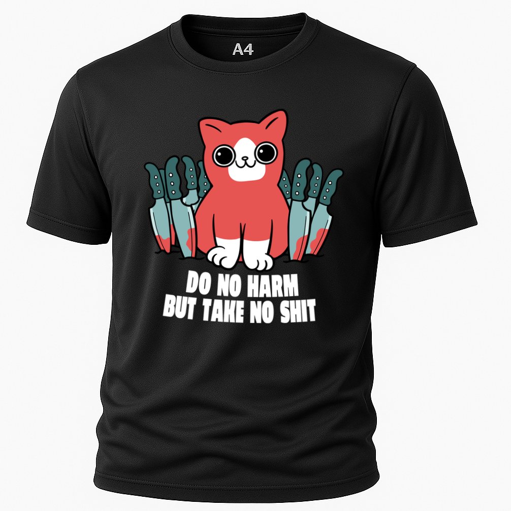 Do Know Harm Take No Sh*t Funny Cat Knifes Performance Shirt