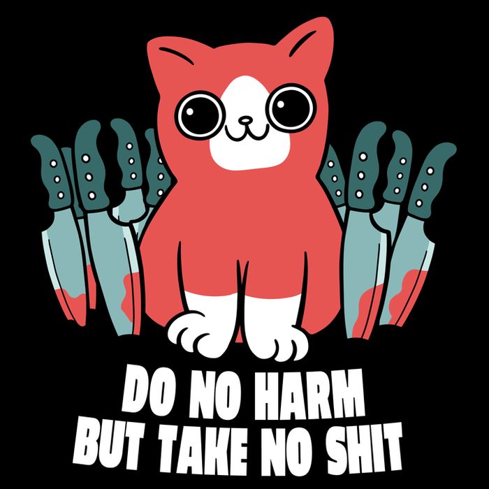 Do Know Harm Take No Sh*t Funny Cat Knifes Impact Tech Backpack