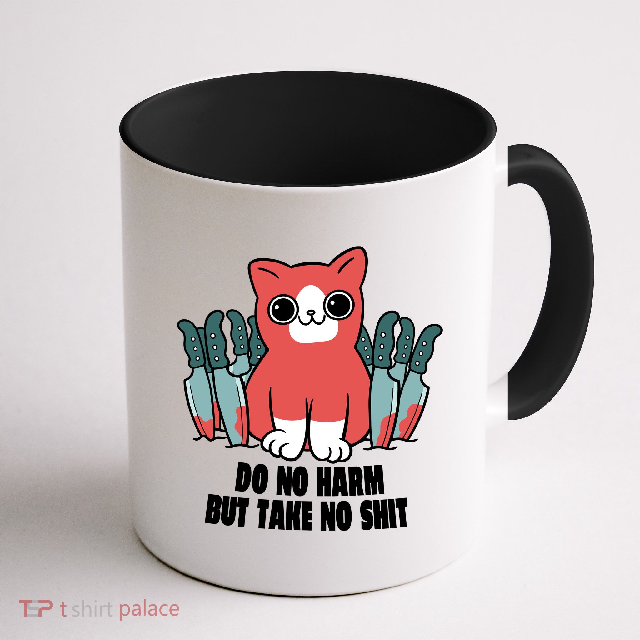 Do Know Harm Take No Sh*t Funny Cat Knifes Mug