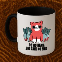 Do Know Harm Take No Sh*t Funny Cat Knifes Mug