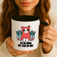Do Know Harm Take No Sh*t Funny Cat Knifes Mug