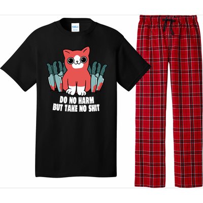 Do Know Harm Take No Sh*t Funny Cat Knifes Pajama Set