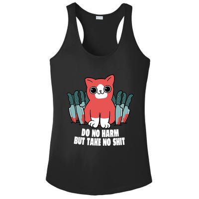 Do Know Harm Take No Sh*t Funny Cat Knifes Ladies PosiCharge Competitor Racerback Tank