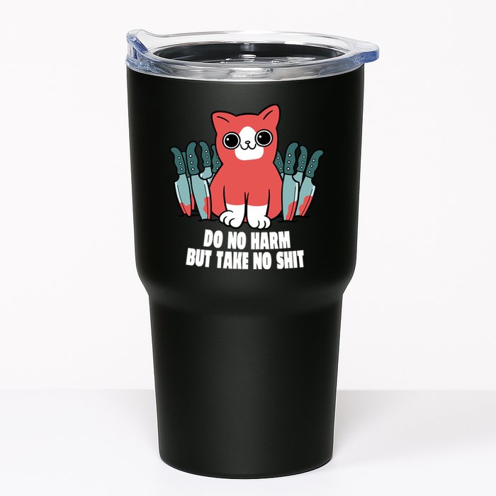Do Know Harm Take No Sh*t Funny Cat Knifes Tumbler