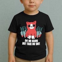 Do Know Harm Take No Sh*t Funny Cat Knifes Toddler T-Shirt