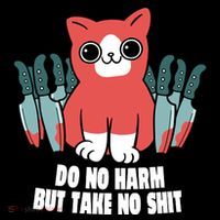 Do Know Harm Take No Sh*t Funny Cat Knifes Zip Tote Bag