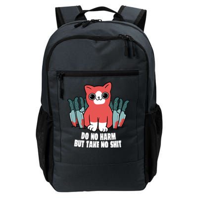 Do Know Harm Take No Sh*t Funny Cat Knifes Daily Commute Backpack