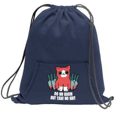 Do Know Harm Take No Sh*t Funny Cat Knifes Sweatshirt Cinch Pack Bag