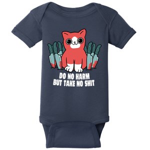 Do Know Harm Take No Sh*t Funny Cat Knifes Baby Bodysuit