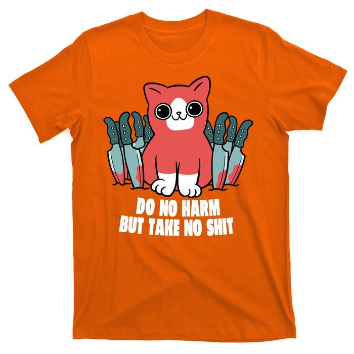 Do Know Harm Take No Sh*t Funny Cat Knifes T-Shirt