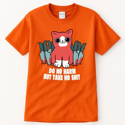 Do Know Harm Take No Sh*t Funny Cat Knifes Tall T-Shirt