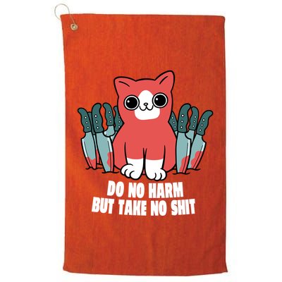Do Know Harm Take No Sh*t Funny Cat Knifes Golf Towel