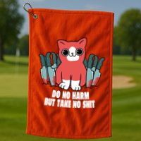Do Know Harm Take No Sh*t Funny Cat Knifes Golf Towel