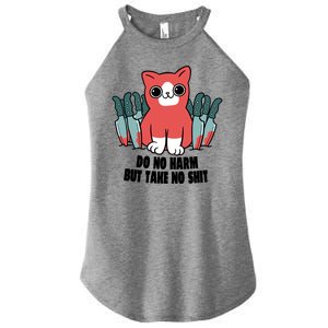 Do Know Harm Take No Sh*t Funny Cat Knifes Women's Perfect Tri Rocker Tank