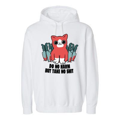 Do Know Harm Take No Sh*t Funny Cat Knifes Garment-Dyed Fleece Hoodie