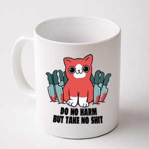 Do Know Harm Take No Sh*t Funny Cat Knifes Coffee Mug