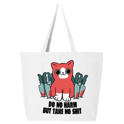 Do Know Harm Take No Sh*t Funny Cat Knifes 25L Jumbo Tote