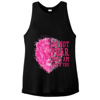 Do Not Fear For I Am With You Pink Lion Ladies PosiCharge Tri-Blend Wicking Tank