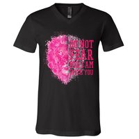 Do Not Fear For I Am With You Pink Lion V-Neck T-Shirt