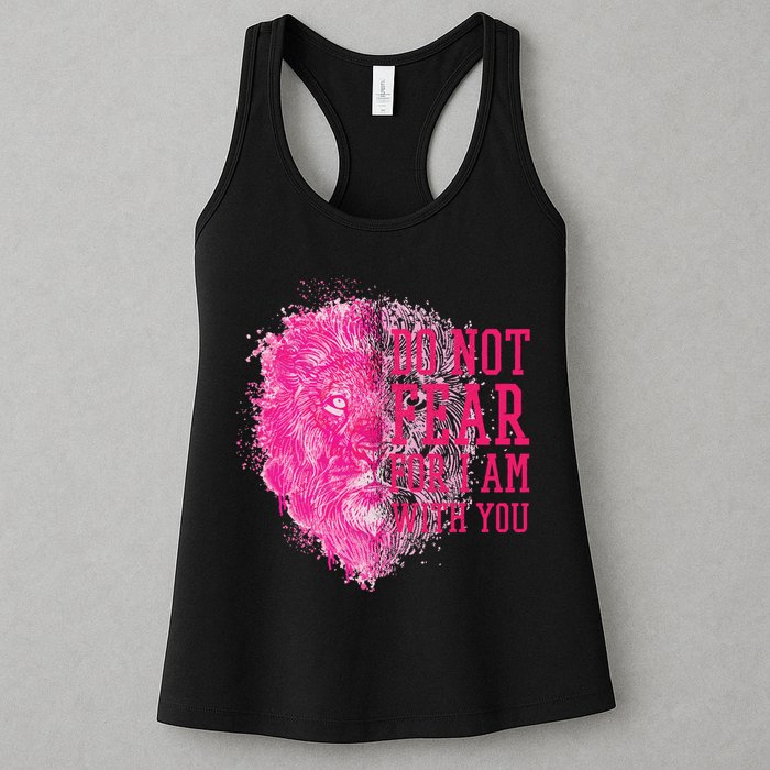Do Not Fear For I Am With You Pink Lion Womens Tank Top