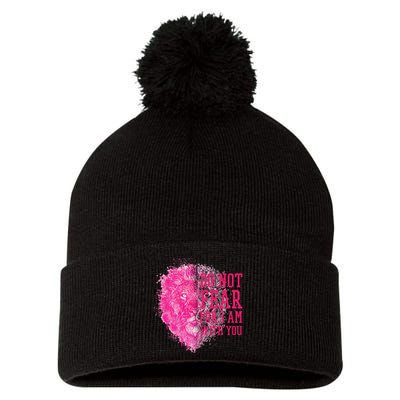 Do Not Fear For I Am With You Pink Lion Pom Pom 12in Knit Beanie