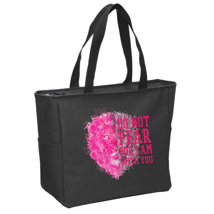 Do Not Fear For I Am With You Pink Lion Zip Tote Bag
