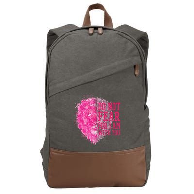 Do Not Fear For I Am With You Pink Lion Cotton Canvas Backpack