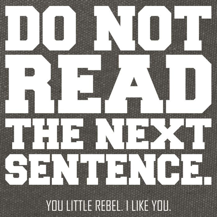 Do Not Read The Next Sentence. You Little Rebel. I Like You. Cotton Canvas Backpack