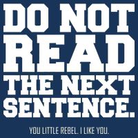 Do Not Read The Next Sentence. You Little Rebel. I Like You. Drawstring Bag