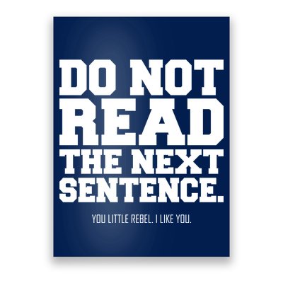 Do Not Read The Next Sentence. You Little Rebel. I Like You. Poster