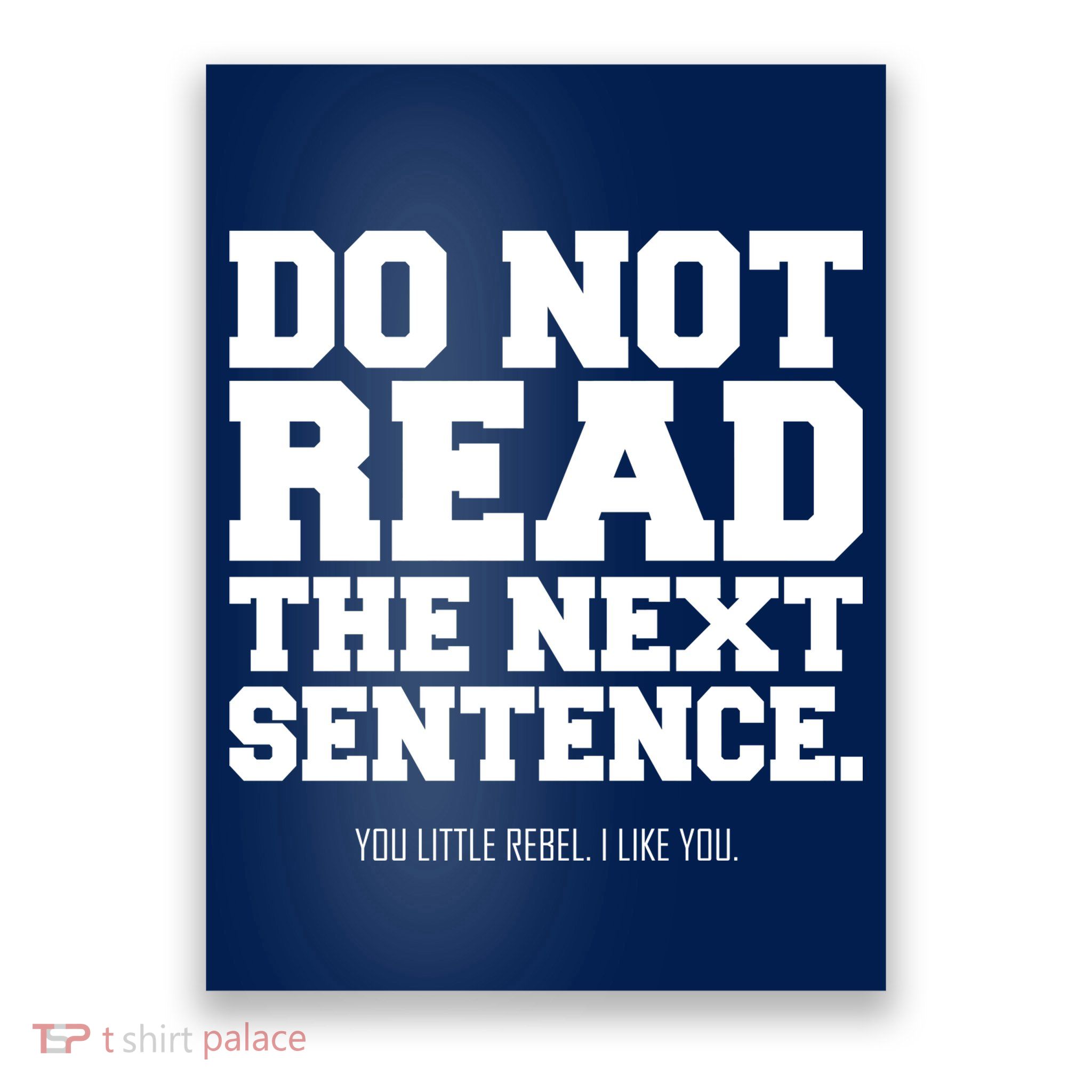 Do Not Read The Next Sentence. You Little Rebel. I Like You. Poster