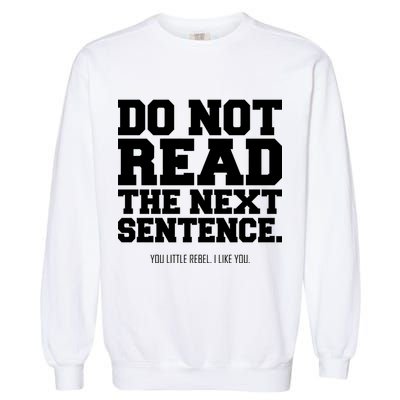 Do Not Read The Next Sentence. You Little Rebel. I Like You. Garment-Dyed Sweatshirt