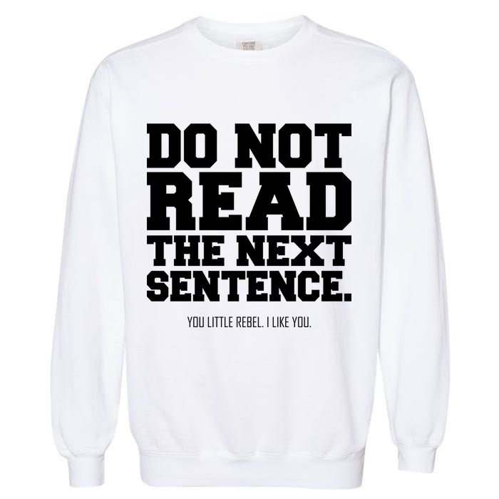 Do Not Read The Next Sentence. You Little Rebel. I Like You. Garment-Dyed Sweatshirt