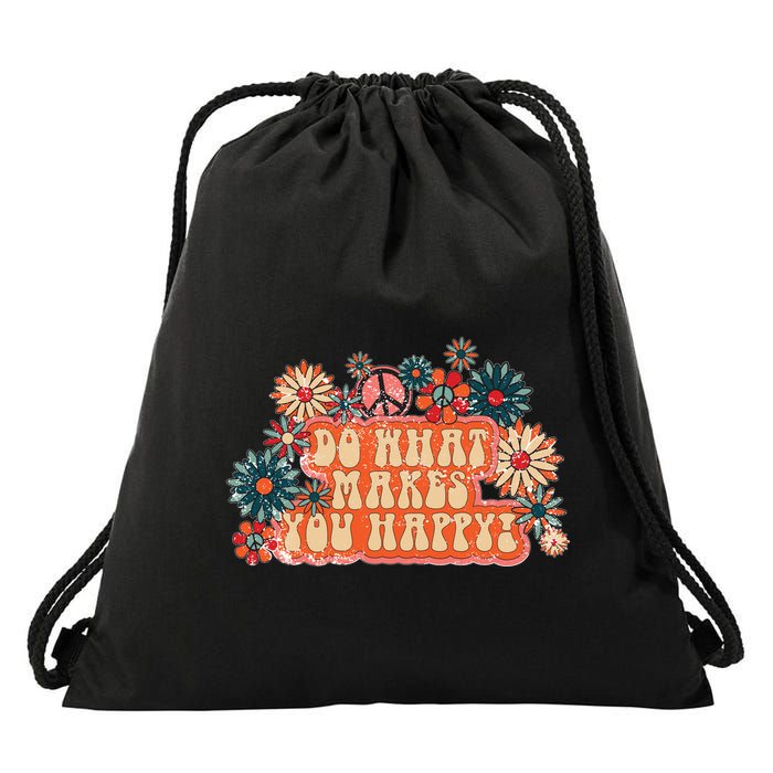 Do What Makes You Happy Retro Drawstring Bag