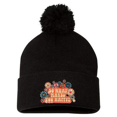 Do What Makes You Happy Retro Pom Pom 12in Knit Beanie