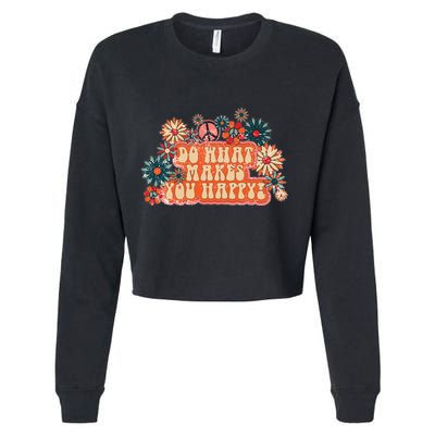 Do What Makes You Happy Retro Cropped Pullover Crew