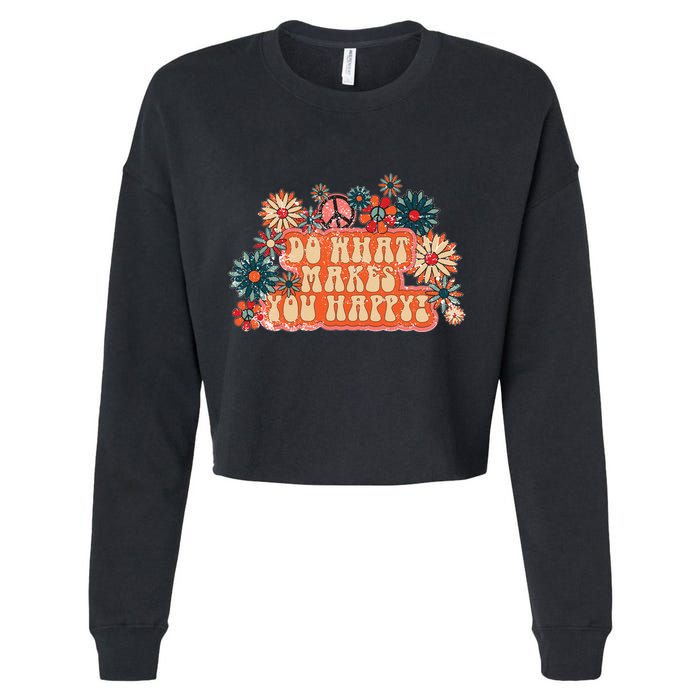 Do What Makes You Happy Retro Cropped Pullover Crew
