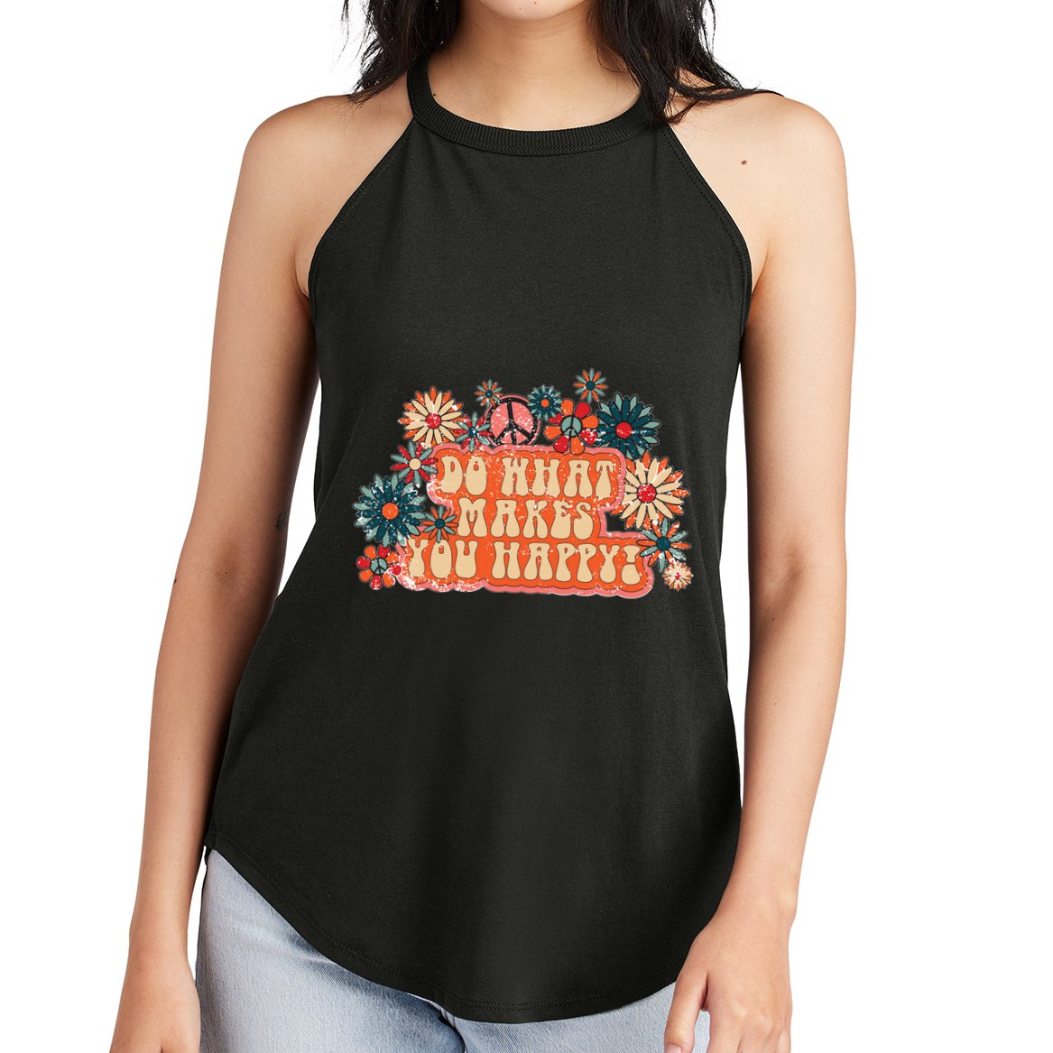 Do What Makes You Happy Retro Women's Perfect Tri Rocker Tank