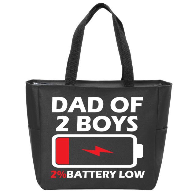 Dad Of 2 Boys Funny Fathers Day Birthday Dady Gift Funny Fathers Day Zip Tote Bag