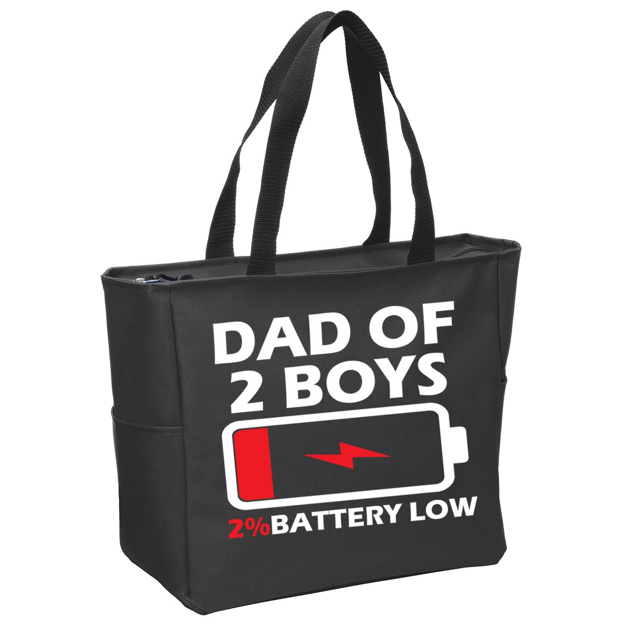 Dad Of 2 Boys Funny Fathers Day Birthday Dady Gift Funny Fathers Day Zip Tote Bag