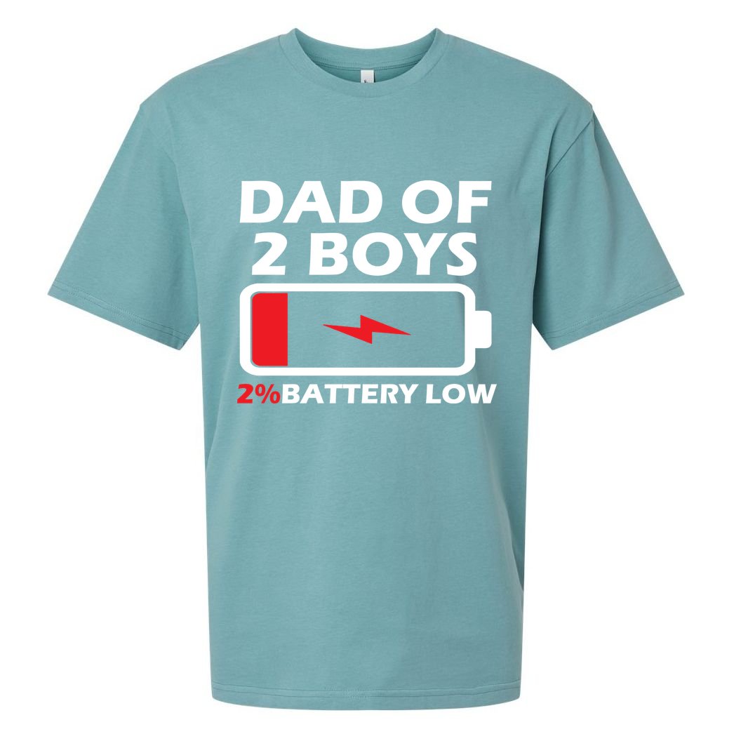 Dad Of 2 Boys Funny Fathers Day Birthday Dady Gift Funny Fathers Day Sueded Cloud Jersey T-Shirt