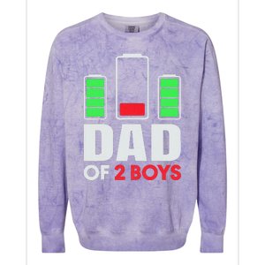 Dad Of 2 Low Battery Son Dad Fathers Day Birthday Colorblast Crewneck Sweatshirt