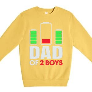 Dad Of 2 Low Battery Son Dad Fathers Day Birthday Premium Crewneck Sweatshirt