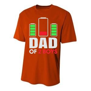 Dad Of 2 Low Battery Son Dad Fathers Day Birthday Performance Sprint T-Shirt